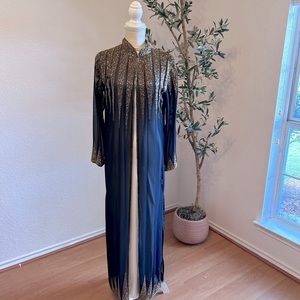 Heavily embellished and embroidered black open abaya one piece size large ✨